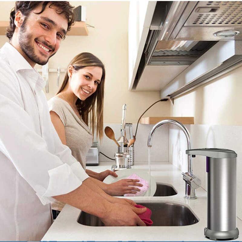 Beröringsfri dispenser för flytande tvål i rostfritt stål automatisk tvålautomat med sensor