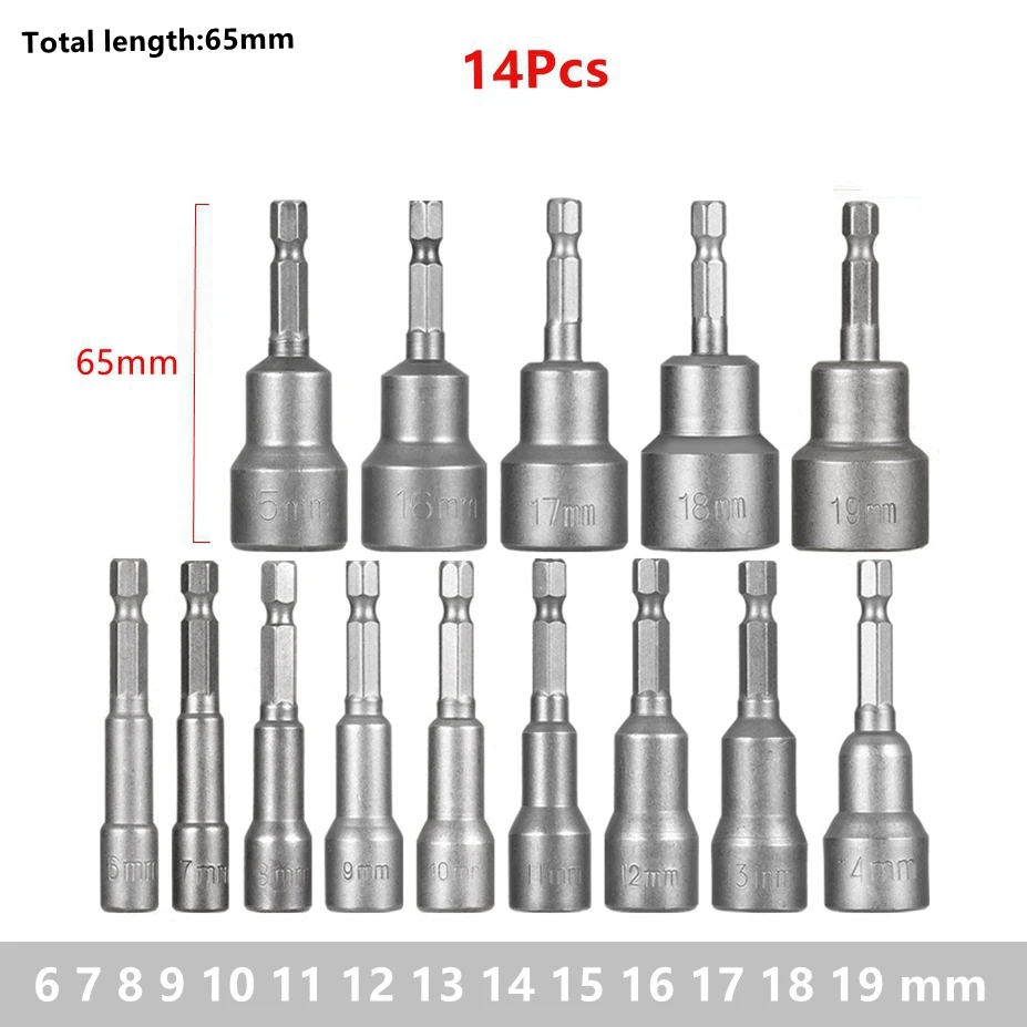 Krachtige 65mm/80mm/150mm douilles à douille hexagonale jeu de pilotes d'écrou pilotes d'écrou pilotes électriques perceuses électriques pilotes à percussion outils de réparation: Foncé Rouge