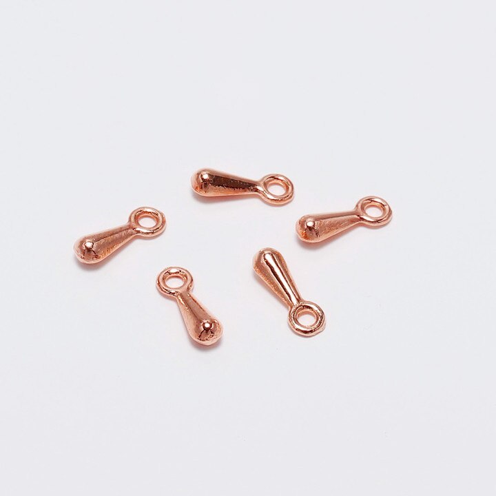 200 sztuk/partia złota kropla wody wisiorek koniec koraliki 2*7 3*9mm dla ogon Extender Chain DIY tworzenia biżuterii ustalenia akcesoria: Rose Gold / 2 x 7mm