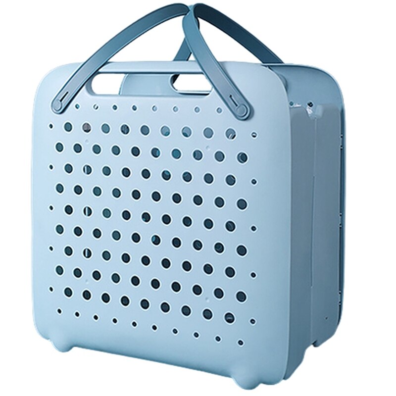 Folding Flexible Plastic Laundry Washing Basket with Handles Bin Wall-Mounted Clothes Storage Hamper Organizer: Ivory