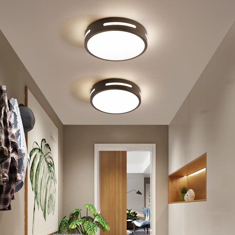 12w moderne led kroonluchter verlichtingslampen voor hal balkon gang slaapkamer wit zwart ijzer huis binnen entree lamp glans