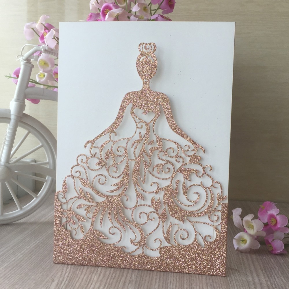 50 stks glitter papier goud zilver roze Meisje luxe party bruiloft decoratie invitaiton plaats kaarten laatste diner uitnodigingskaart
