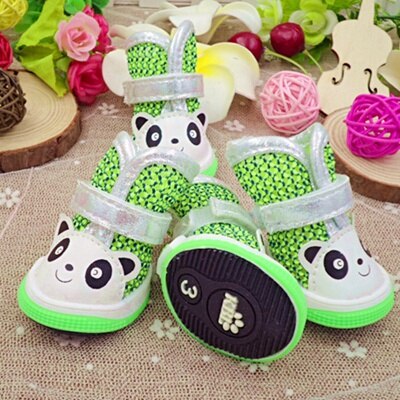 Cute Panda Pet Shoes For Puppies Little Small Dogs Summer Breathable Cat Boots Footwear Accessories For Yorkshire Products: Green / 5