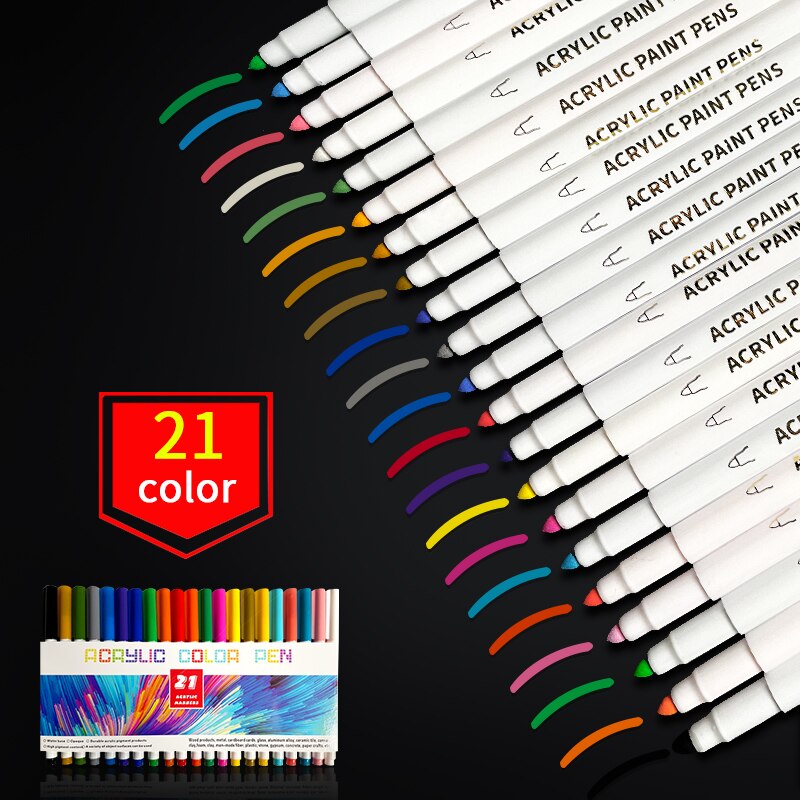 21/25 Colors Permanent Acrylic Paint Marker Pen Se... – Vicedeal