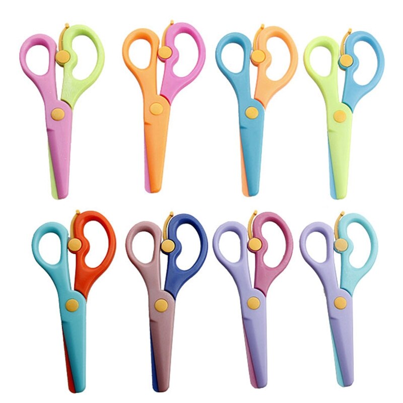 4PCS Mini Safety Round Head Plastic Scissors Student Kids Paper Cutting For Kid: Default Title