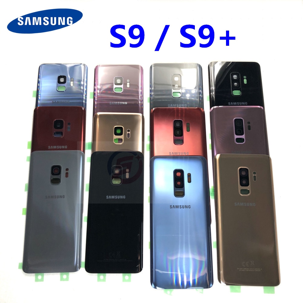 S9 Rear Battery Door Case For Samsung Galaxy S9 Plus G960F G965F Back Glass Housing Cover + Adhesive +Camera Glass Lens Frame