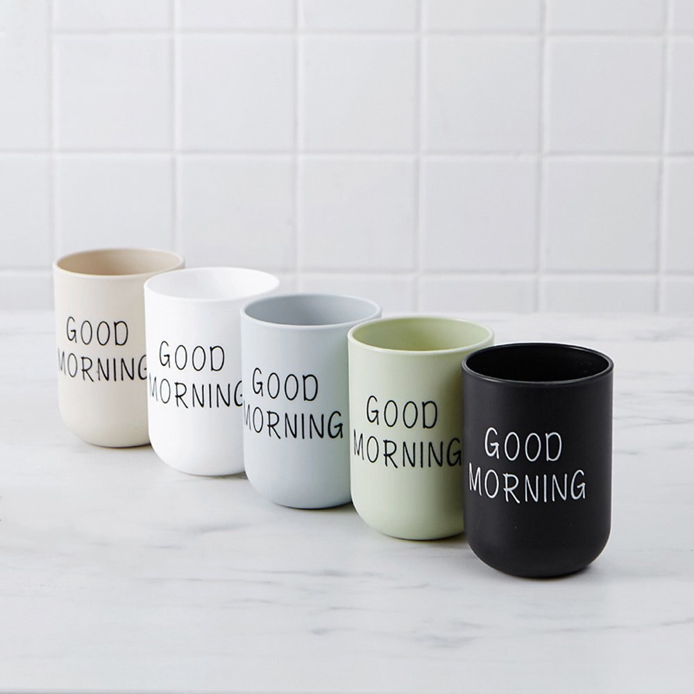 Home Tumblers Good Morning Cup Round Toothbrush Toothpaste Holder Cup Travel Washing Cup Water Mug Bathroom Accessories