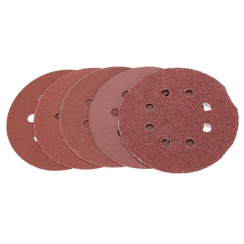 50PCS 125mm Round Shape Silicon Carbide Sanding Discs 40 60 80 120 240 Grit Sand Papers with 8 Holes