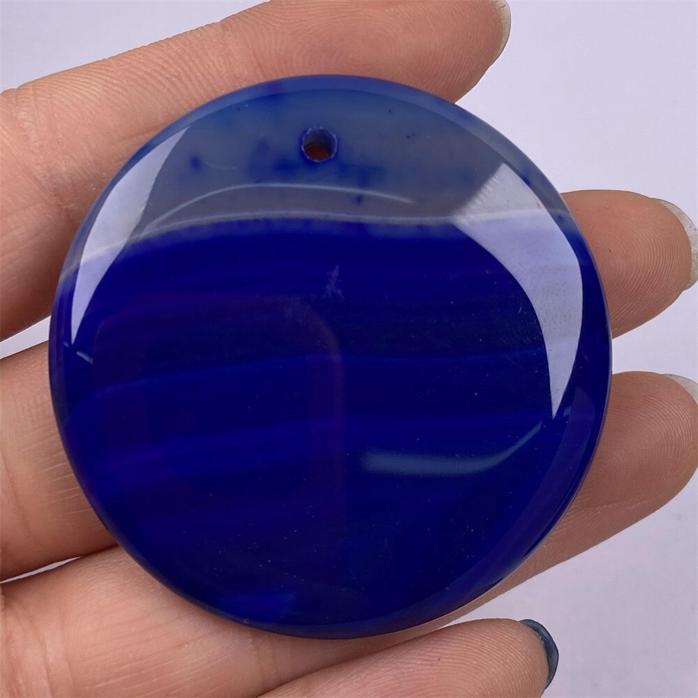 , colgante de ágatas con forma de disco de piedra Natural, colgante de ónix para hacer joyería, collar DIY de tamaño 50x50mm: Blue