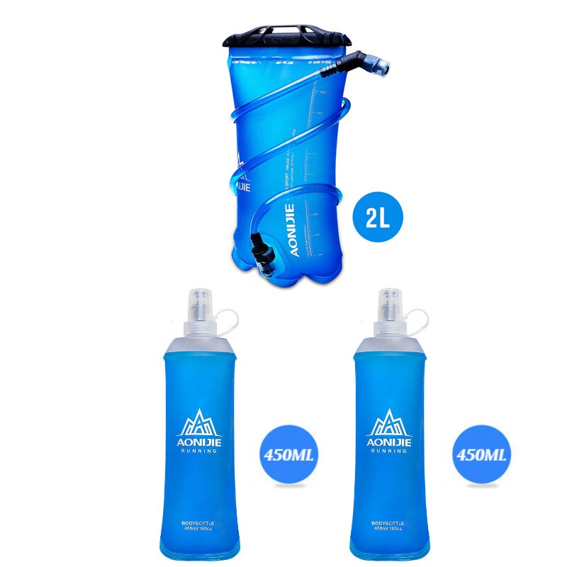 AONIJIE C9108 Ultraleicht Laufen Weste Trink Rucksack Tragbare Pack draussen Taschen Für Pfad Camping Wandern Marathon- Radfahren: 2L Bladde 450ML 2Stck