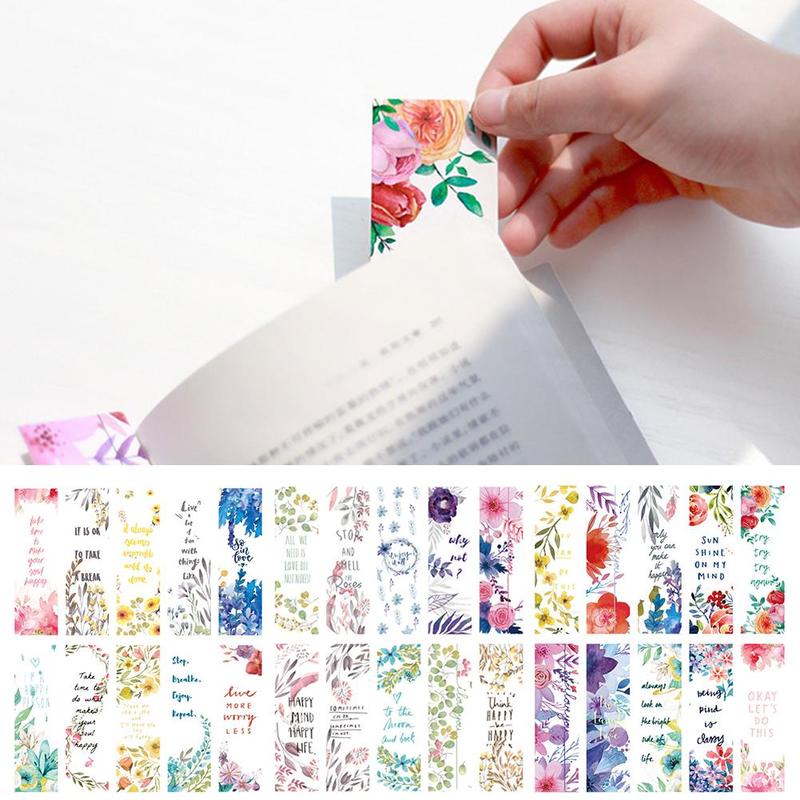 30pcs/set Beautiful Flowers Bookmarks Book Separation Fresh Page Bookmark Office Literary Supplies Small Bookmarks School D5Z3