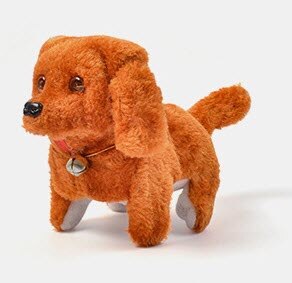 Lucky electronic walking dog Go forward and backward Woof Woof sound Plush toys: Chocolate