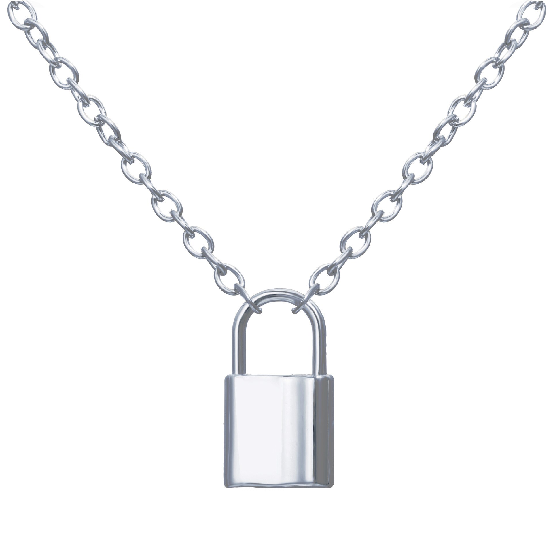 Women Simple Alloy Lock Shape Chain Choker Pendant Necklace Temperament Exquisite Padlock Gold Silver Necklace for Grils: Silver