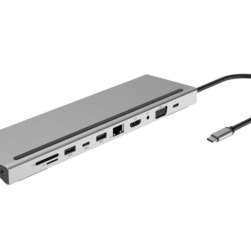 11 em 1 usb c hub typec a 4k hdmi vga 3.5mm a-udio USB-C rj45 tf/leitor de cartão sd y5lc