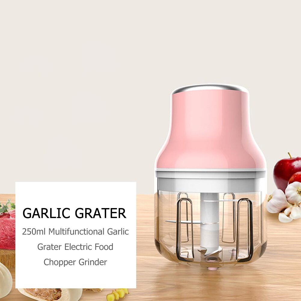 250ml Wireless Electric Garlic Press Mini Meat Grinder Juicer Household Fruit Vegetable Chopper Mixer Kitchen Tools