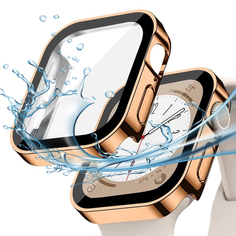 Gehard glazen behuizing voor Apple Watch 45 mm 41 mm 44 mm 40 mm Screenprotector Cover Waterdichte harde bumper iWatch-serie 4 5 SE 6 7 8: orange / 1.9 Inches & Onder