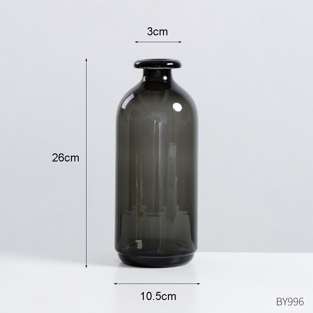 Nordisk glass vase svarte blomstervaser boligdekorasjon tilbehør stue dekor vase dekorasjon husholdning gjennomsiktige vaser: Stor høyde 26cm