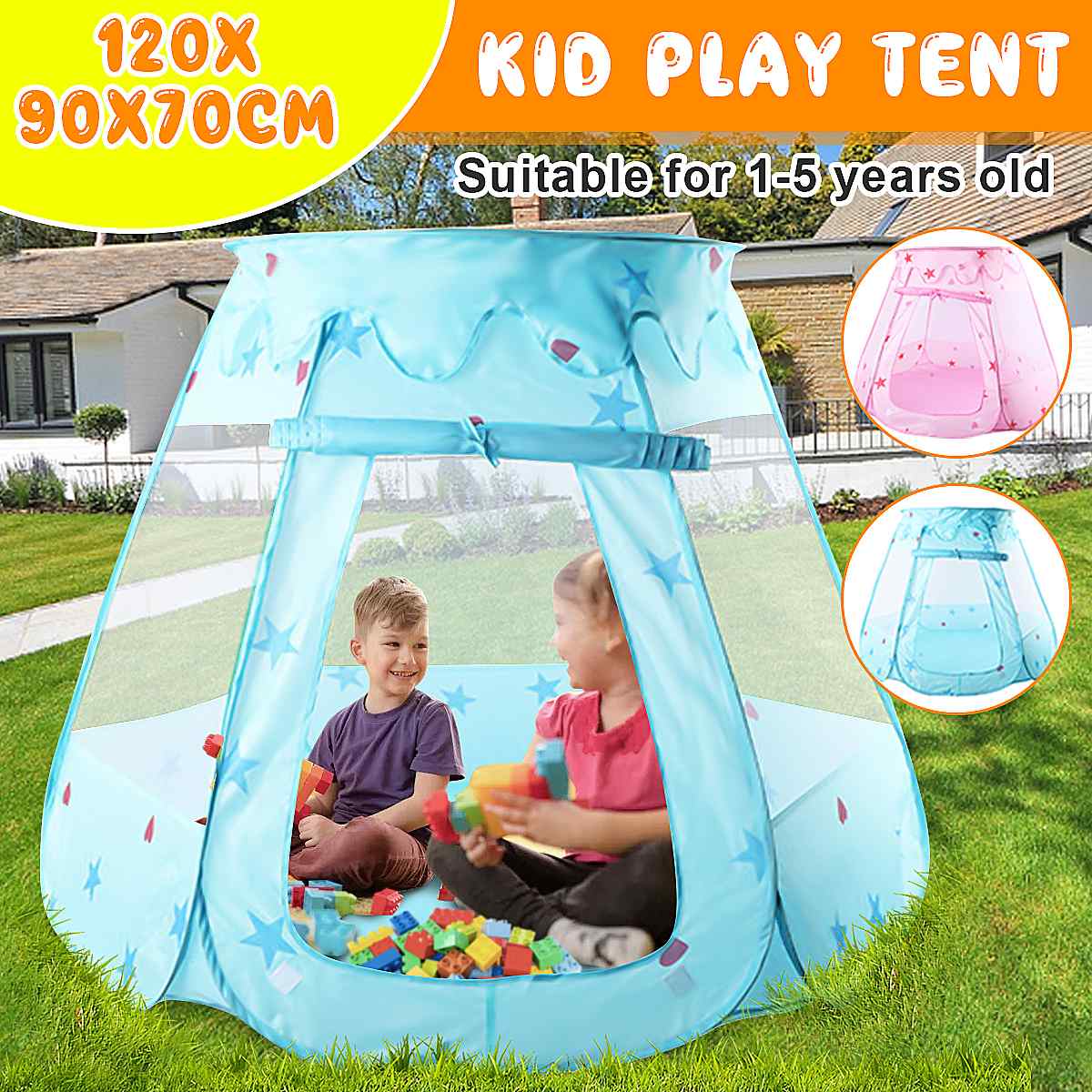 Kids Tent Pink Blue Kids Play House Children Tente Enfant Portable Baby Plays House Children Tent Kids Flowers Little House