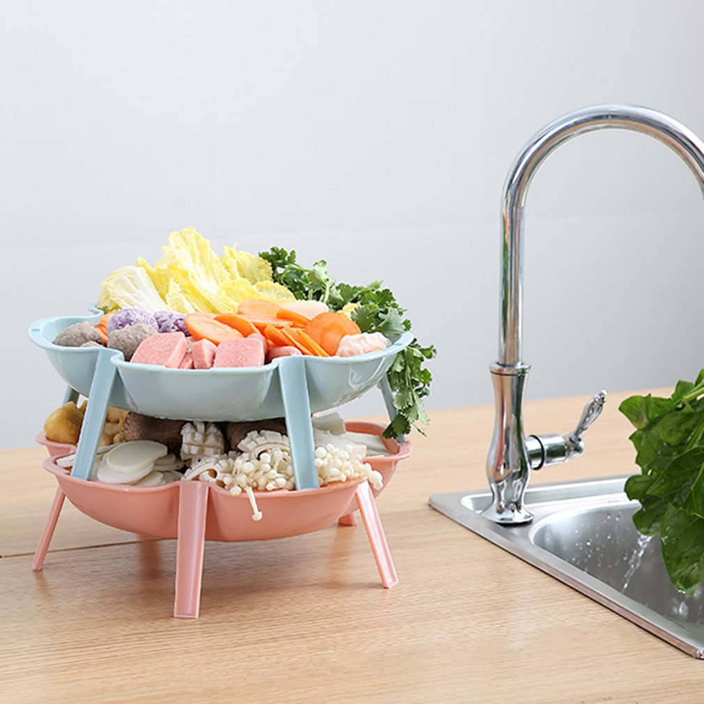 1Pcs Groente Fruit Vlees Gerechten Bloem Vorm Schotel Stapelbaar Gerechten Pot Schotel Keuken Fruit Vlees Platen Keuken Accessoires