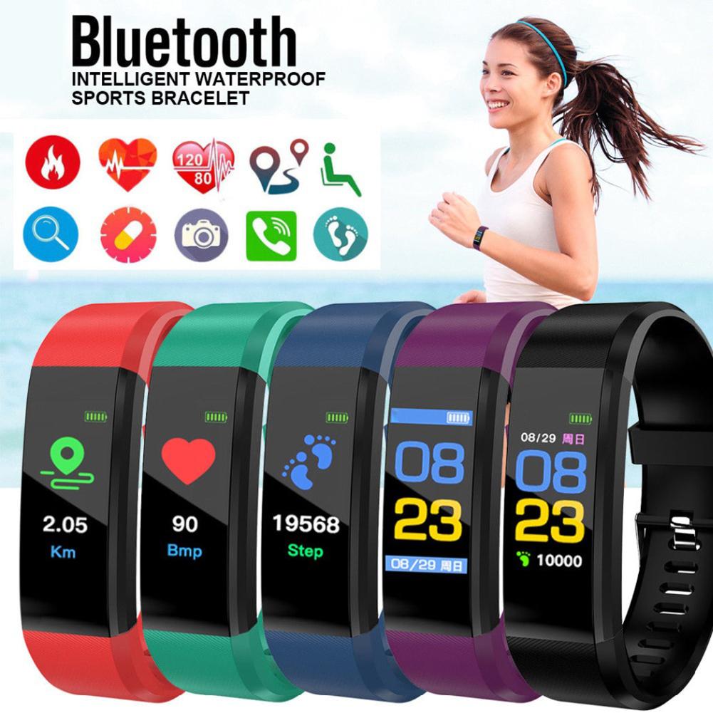 Farve skærm armbånd 115 plus puls armbånd blodtryksmåler ur vandtæt fitness aktivitet tracker