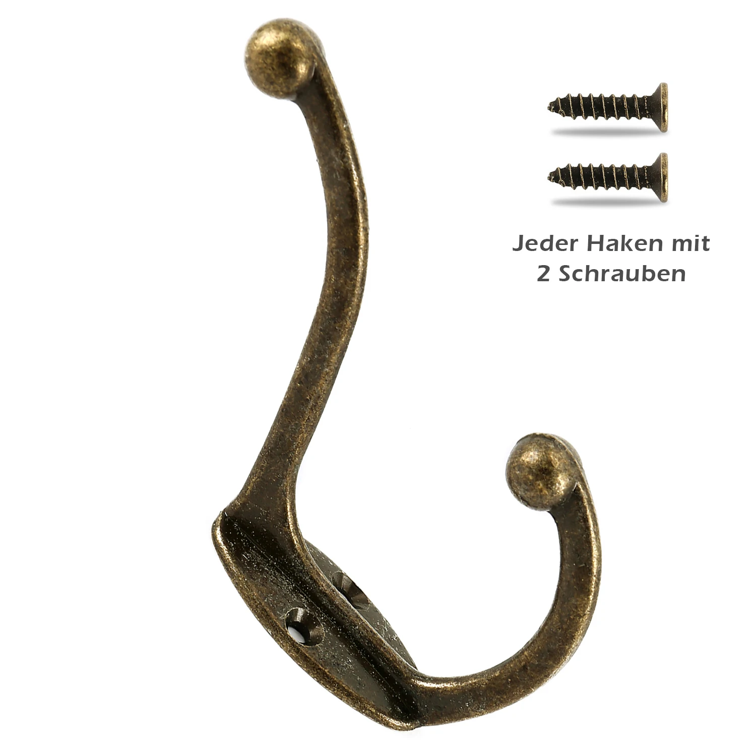 Ganchos Retro de bronce para colgar en la pared, perchero de doble punta, colgador de ropa, ganchos para puerta, bata, llaves, sombrero, ganchos para toallas de baño, 5/10 Uds.