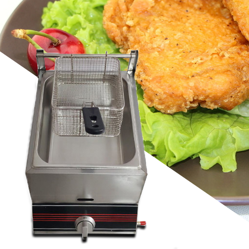 Single cylinder fryer commercial stainless steel gas fried multi-function oven french fries fried chicken deep fryer