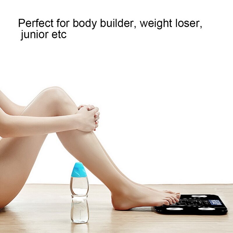 Sort vægt skala kropsfedt skalaer gulv videnskabelig smart elektronisk ledet digital vægt badeværelse balance bluetooth