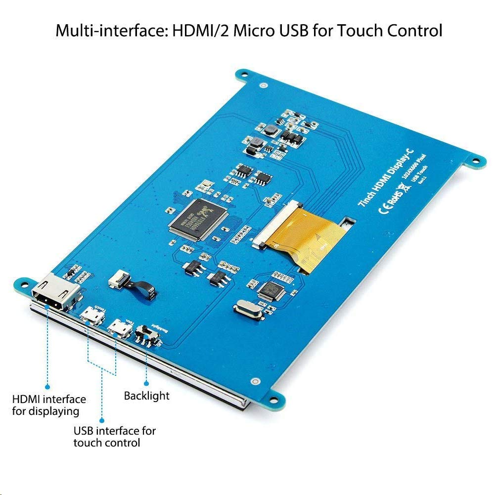 1024x600 Tragbare 7 Zoll berühren HDMI Anzeige berühren Bildschirm Tafel hdmi Himbeere Anzeige LCD DIY Monitor HD Anzeige pc Monitor