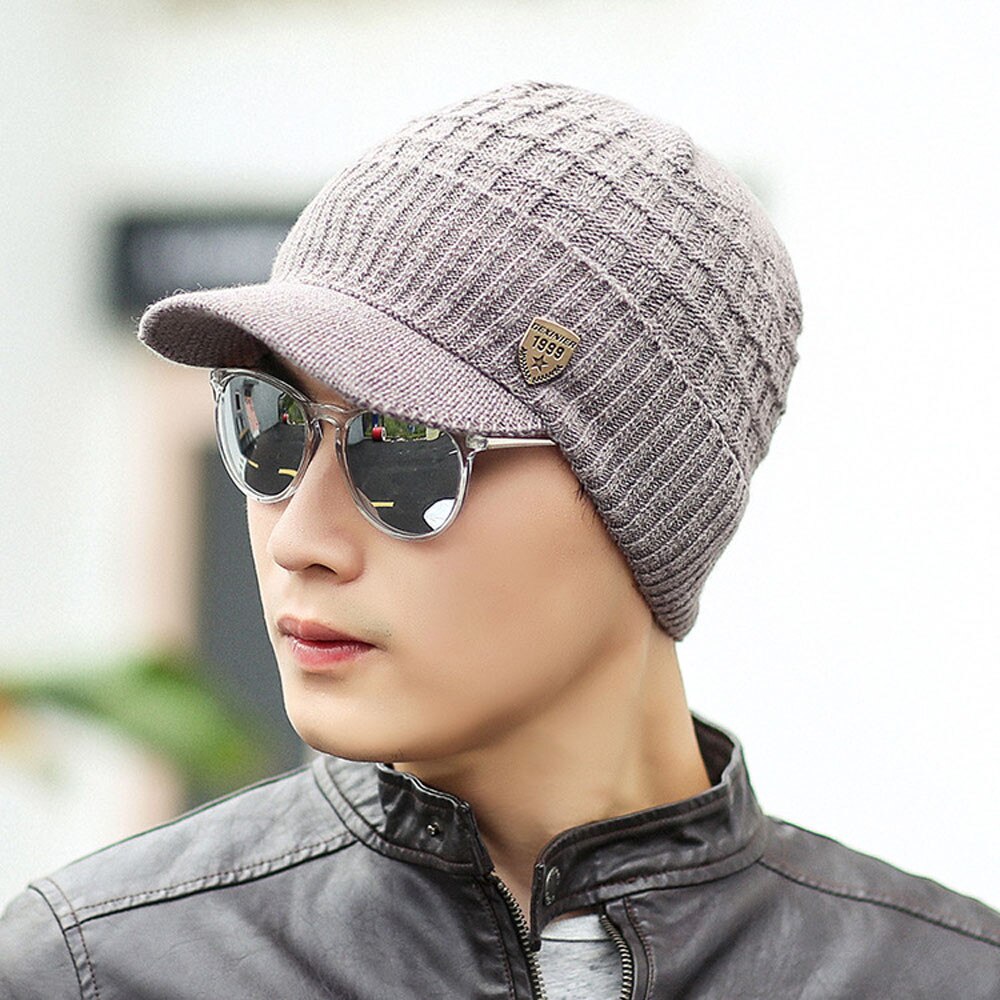 Bonnet de Ski tricoté en laine pour homme, chapeau à Crochet, , à la , hiver: GRIS