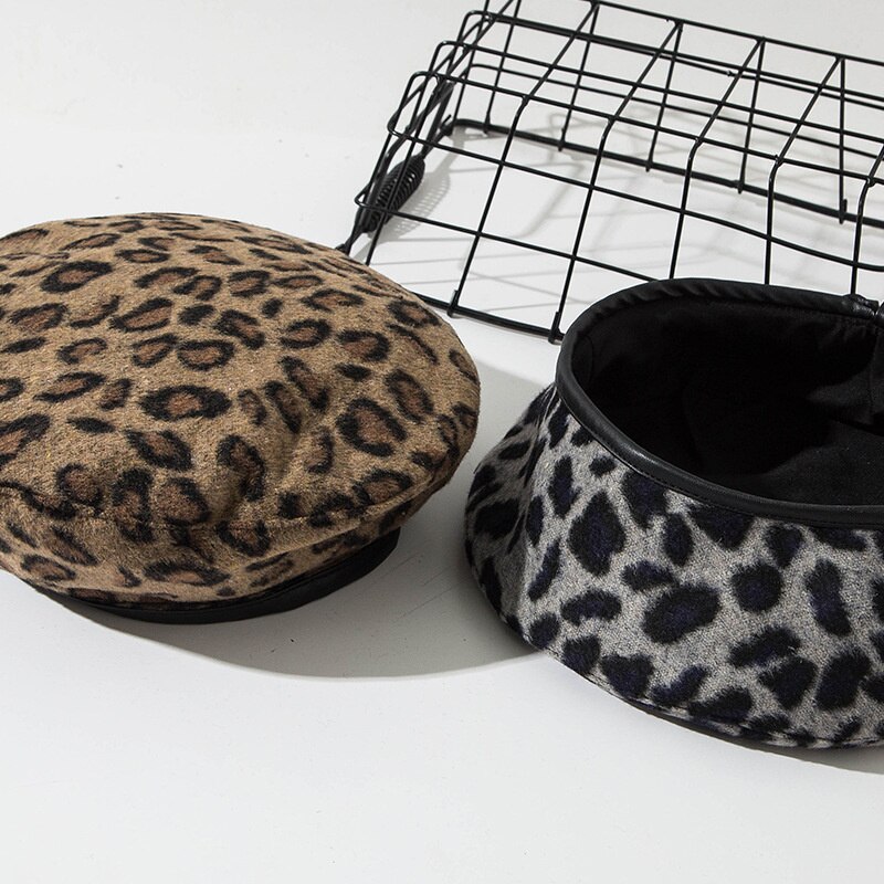 Béret léopard pour femmes, décoration de fête en plein air, multifonction, chapeau de loisirs à dessus plat, 56-58cm, casquette à la