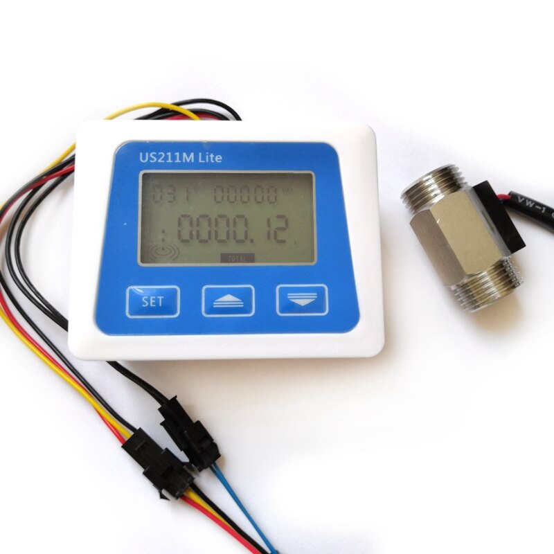 Digital Flow Meter Stainless Steel Flow Sensor 1/2 inch Temperature Sensor: Default Title