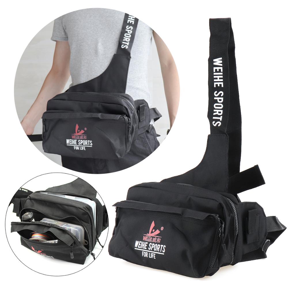 Bolsa de cintura de mensageiro de 3 camadas, grande capacidade, durável, de nylon, à prova d'água, para isca de pesca, equipamento de pesca, bolsa para armazenamento