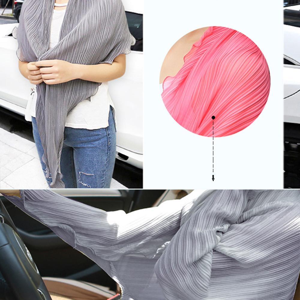 Solid-colored Pleated Summer Women Chiffon shawl Scarves Pure Color Long Sleeve Poncho Stole Female Shawls Snud
