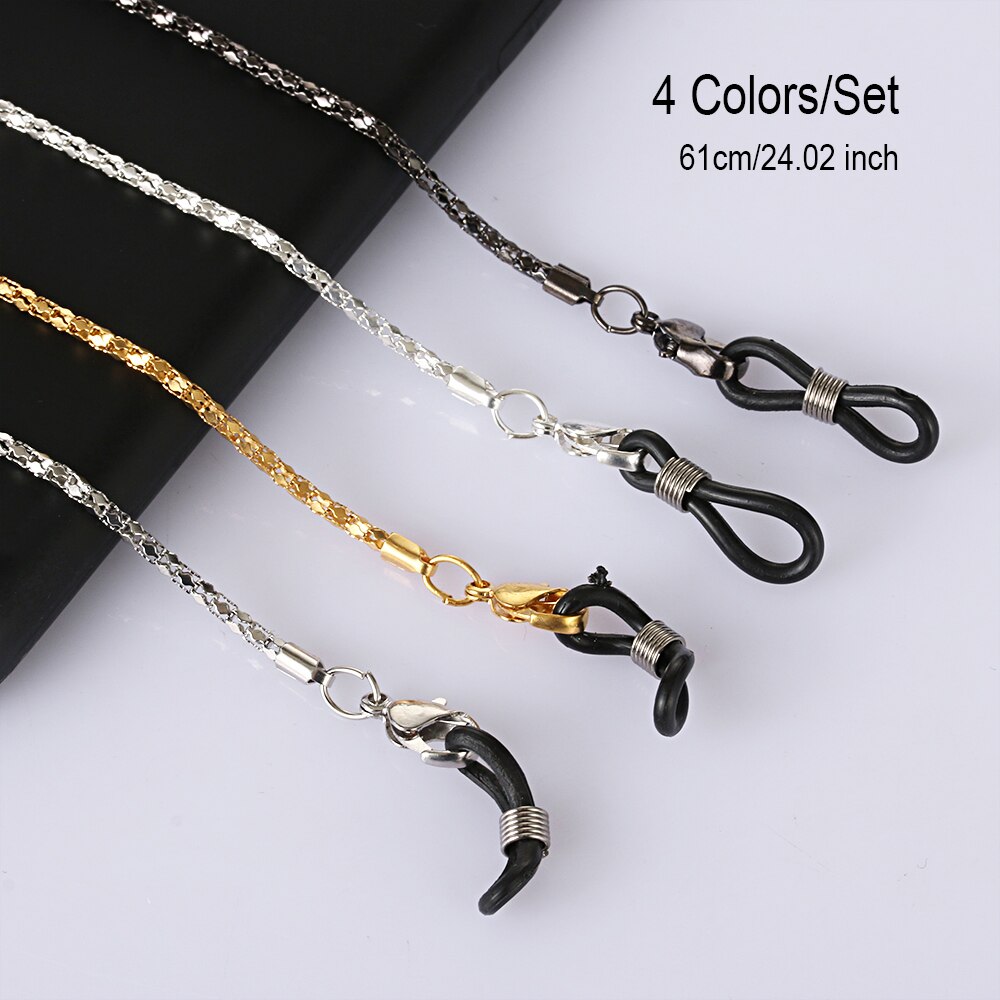 Novelty Unisex Heart Shaped Love Special Effects Glasses Watch The Lights Change Heart Diffraction Glasses Romantic: 4 PCs Glasses Chains