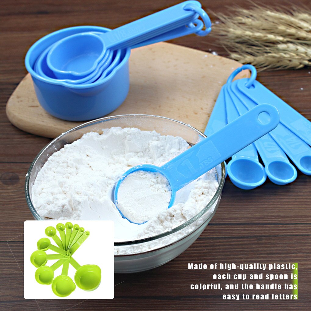 11pcs/set Measuring Cups Graduated Kitchen Measuring Tools Plastic Household Meaurement Spoons