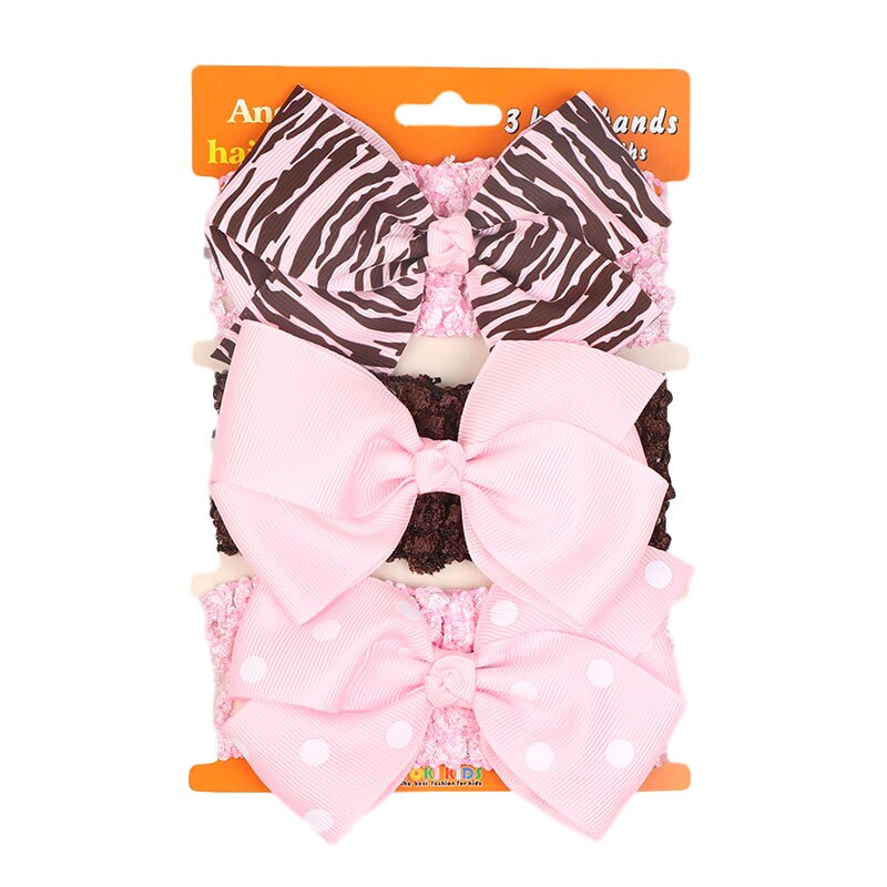 Children's Hair Ornaments Set 61158 Women's Cute Baby Cotton Bow Headband 3 Pairs/pack Red Elastic Headband: 5