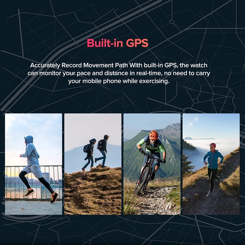 Ulefone montre GPS Smartwatch intégré GPS 5ATM bande étanche surveillance du sommeil de la fréquence cardiaque pour Android IOS montre intelligente