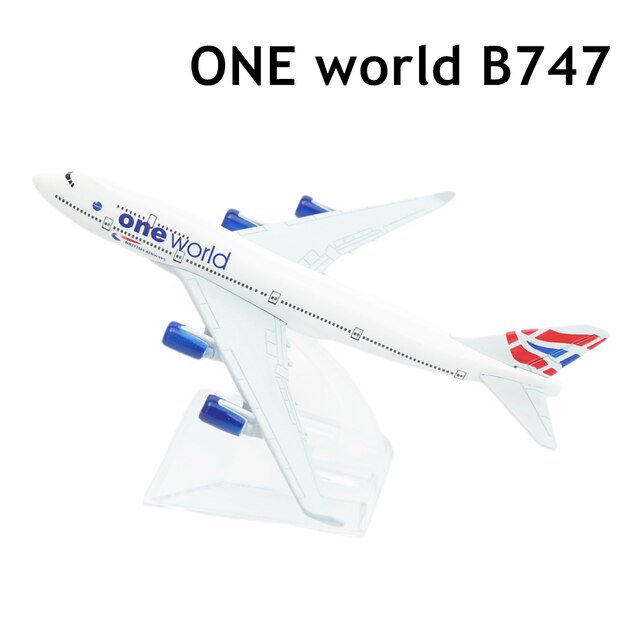 Italia oeairlines Boeing 777 aereo in lega pressofuso modello 15cm aviazione da collezione in miniatura Souvenir ornamento con supporto: ONE world B747