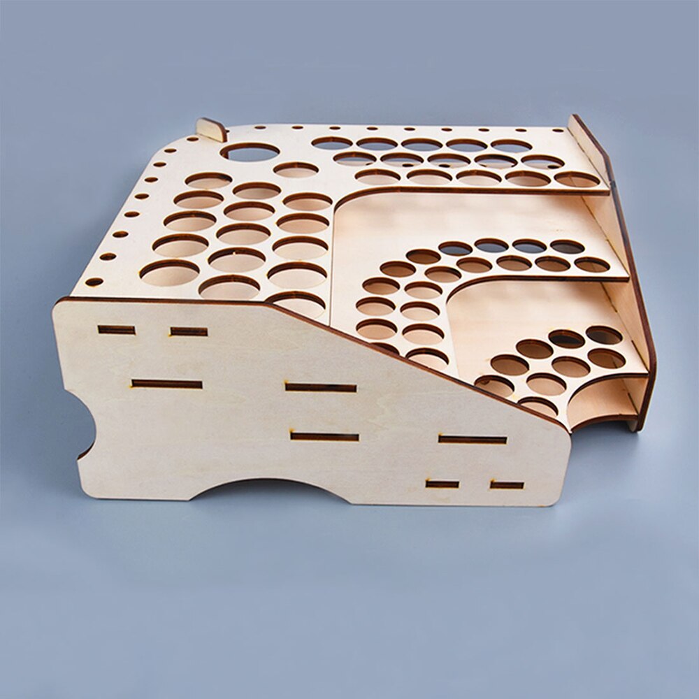 DIY Wooden Paint Rack Stand Painting Ink Bottle Storage Holder Organizer Pigment Shelf Paintings Bracket Brushes Tool Stand