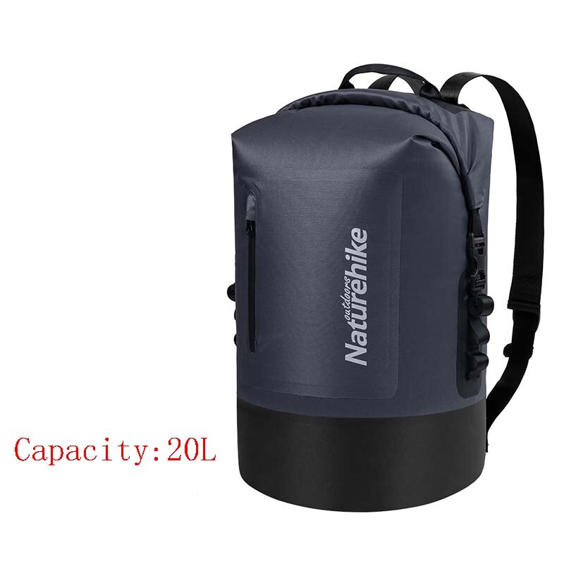 Naturehike 420d tpu vandtæt taske udendørs tør taske river trekking tasker vandtæt rygsæk  nh18 f 031- s: Grå 20l
