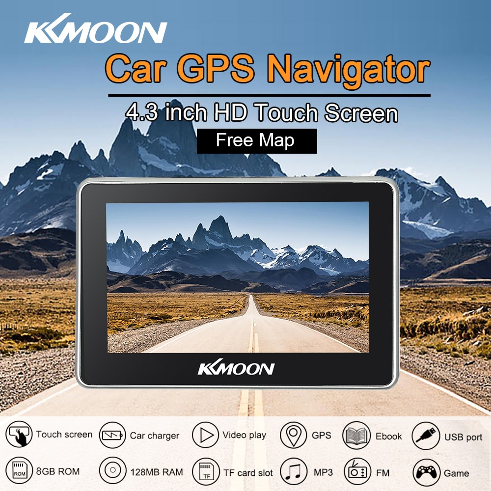 KKmoon-navegador GPS portátil para coche, reproductor de vídeo FM de 4,3 pulgadas, 128M, 8GB, con mapa, pantalla táctil HD