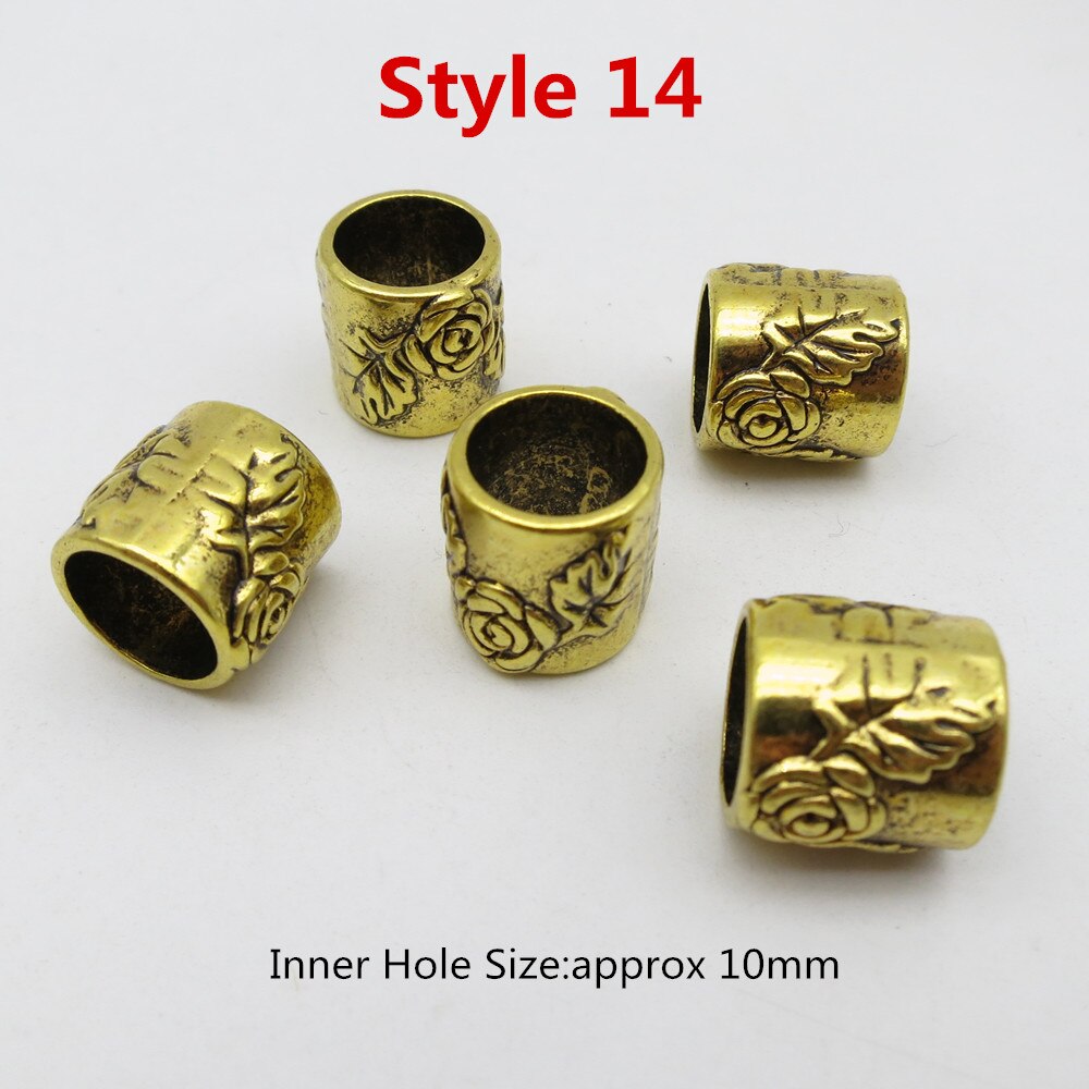 5 Stks/pak Big Hole Viking Haar Vlecht Dread Dreadlock Baard Kralen Ringen Buis Voor Vrouwen Mannen Haaraccessoires: 5pcs Style 14