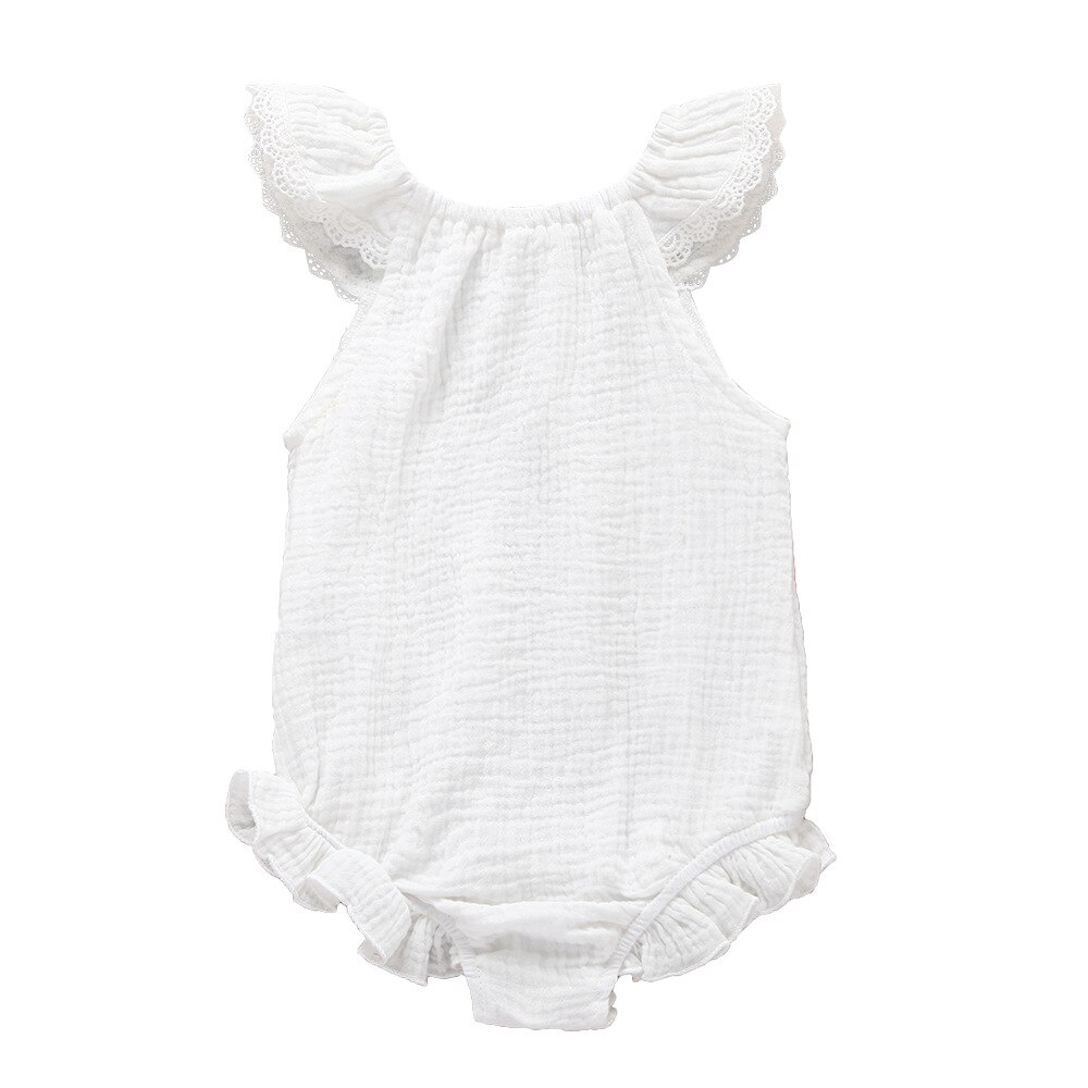Mono de verano sin mangas para recién nacidos, peleles de algodón para bebés, de una sola pieza, ropa para bebés: White / 24 meses