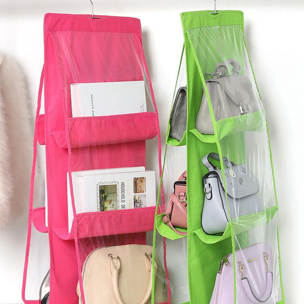 Double-sided Six-layer Bag Hanging Bag For Wardrobe Closet Bag Non-woven Hanging Organizer Storage Handbag F1W8
