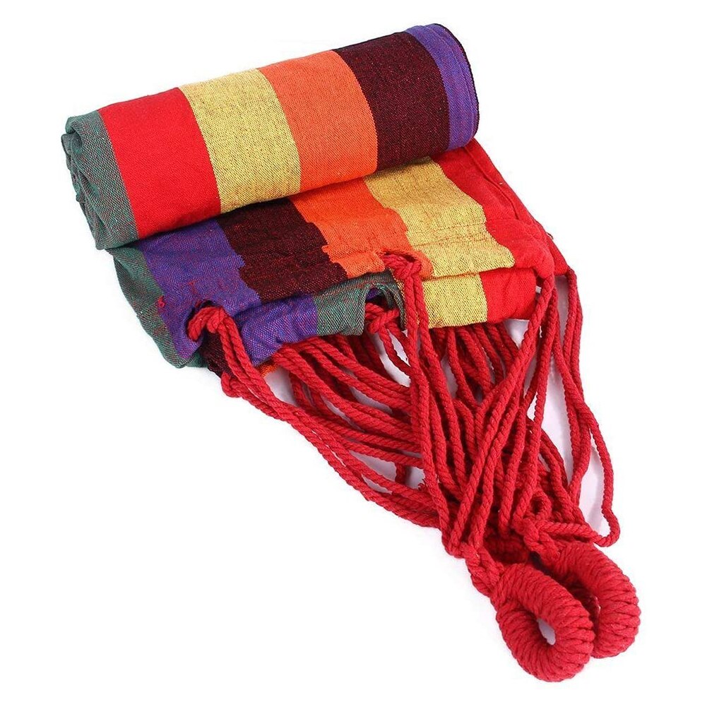 1pc rainbow Outdoor Leisure Portable Hammock canvas Hammocks Ultralight Garden Sports Home Travel Camping Hammock 2.5x1.5m