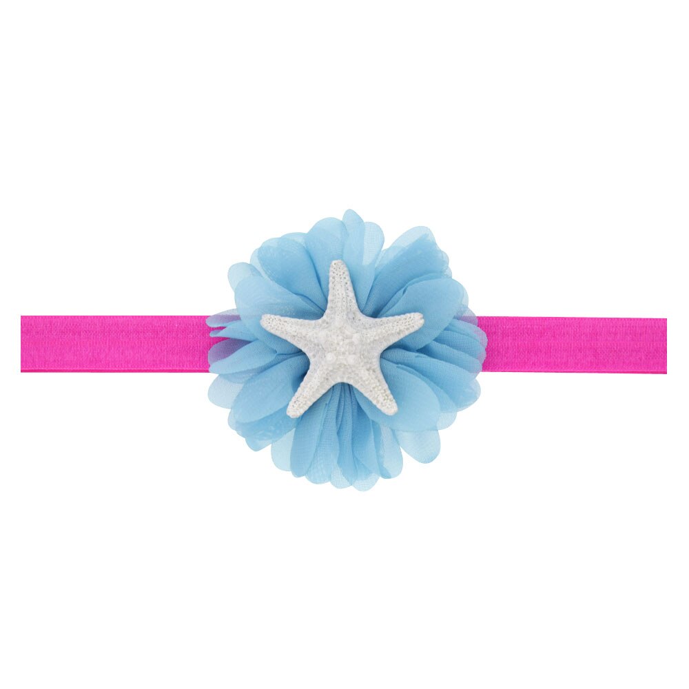 Mermaid sea shell flower elastic headband soft baby mermaid headband, Baby toddler headband, under the sea photo prop HB341S: Blue