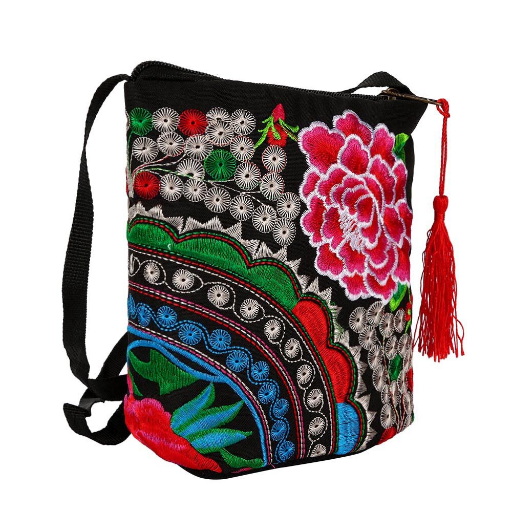 Monedero de lona Floral bordado hecho a mano, étnico para mujer, bolso de mano, monedero Vintage, monederos de , kawaii 1,8: Hot Pink 1