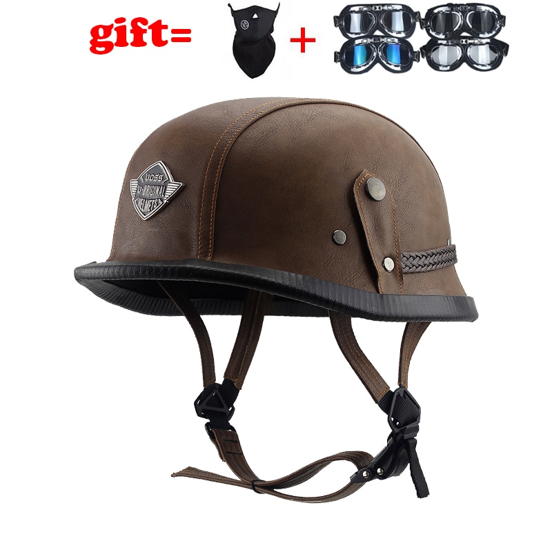 Imitation World War II German Helmet Style Open Face Half Leather Helmet Moto vintage Motorbike Vespa camouflage