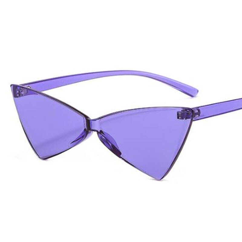 Plastic cat eye Driehoek zonnebril vrouwelijke candy kleur retro vintage bril randloze groene zonnebril vrouwen een stukken eyewear