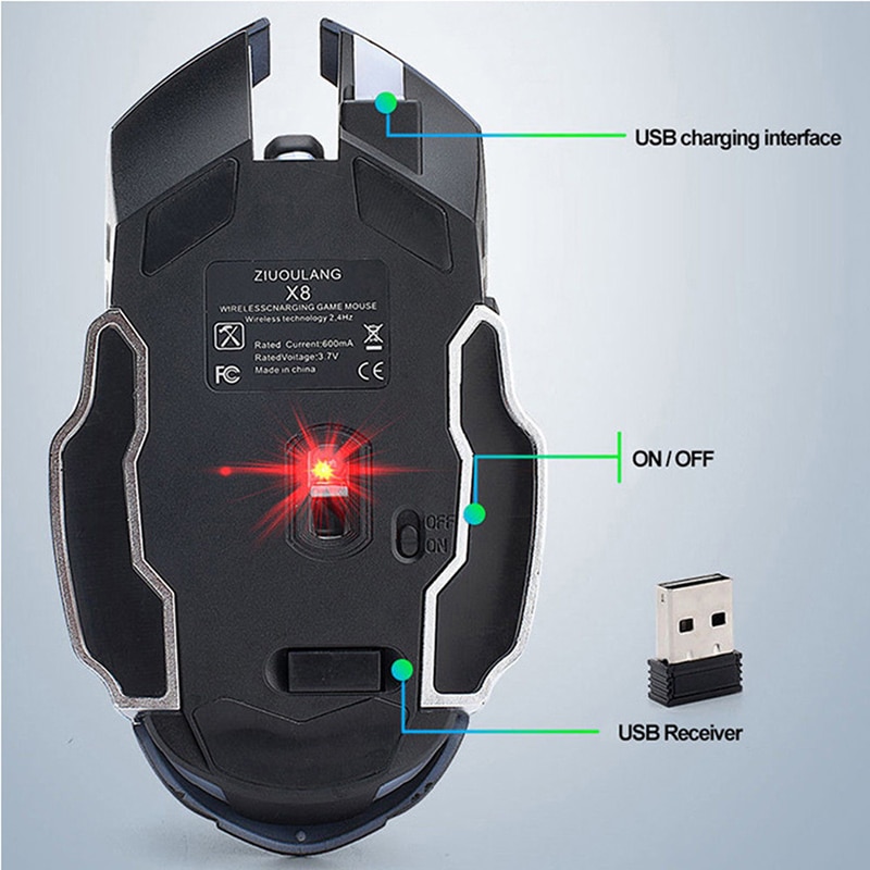 Wired/Wireless Gaming Mouse with Silent LED Backlit 8D 3200 DPI Adjustable USB Optical Ergonomic Mouse For Laptop.